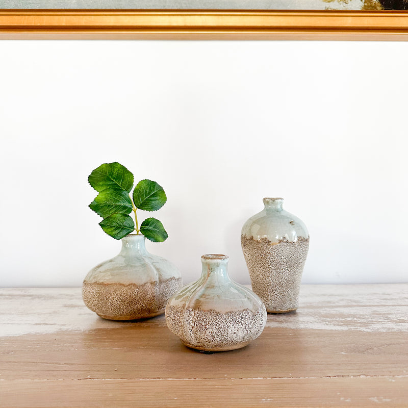 Petite Distressed Terracotta Bud Vases in Three Styles