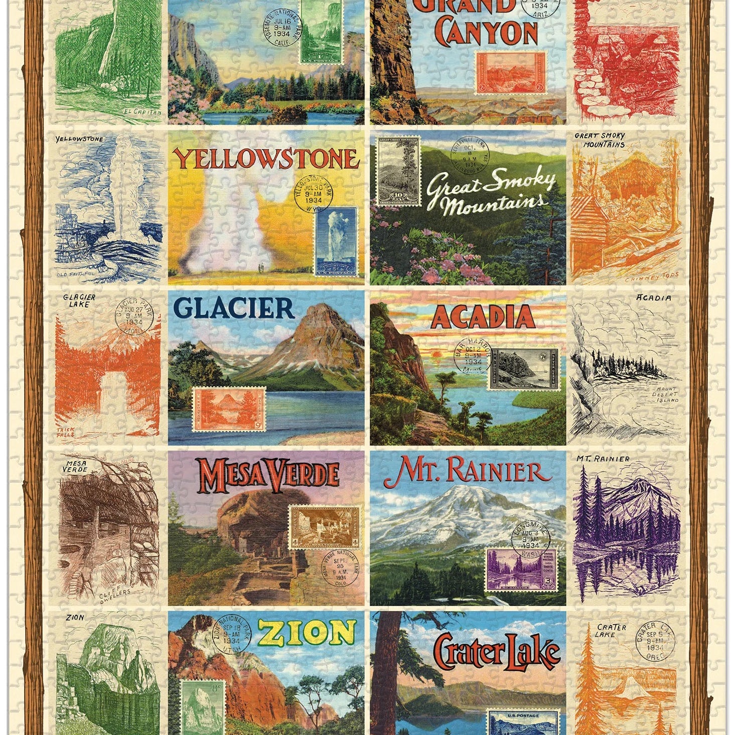 National Parks 1000 Piece Vintage Style Jigsaw Puzzle