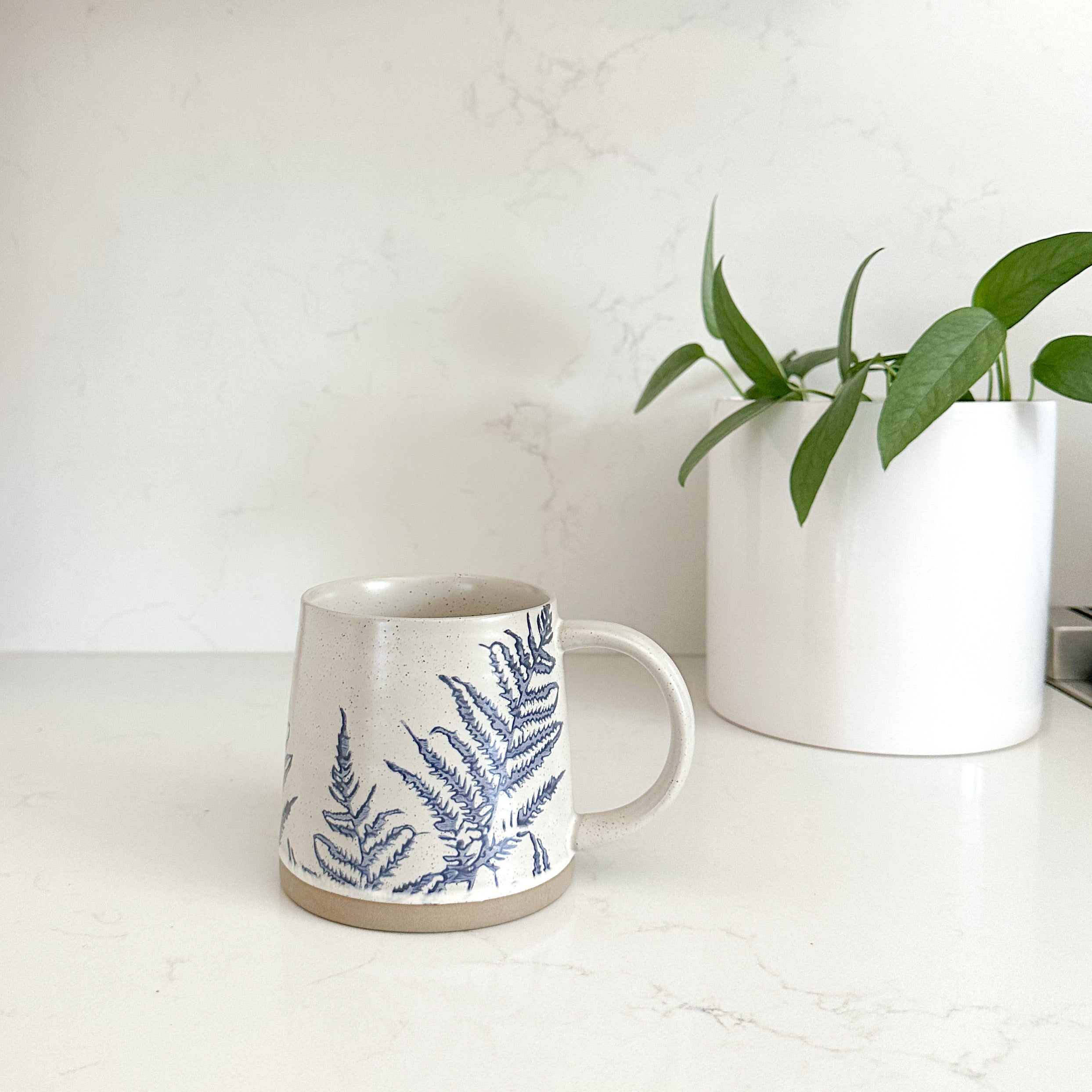 Fern Blue Silhouette Botanical Mug