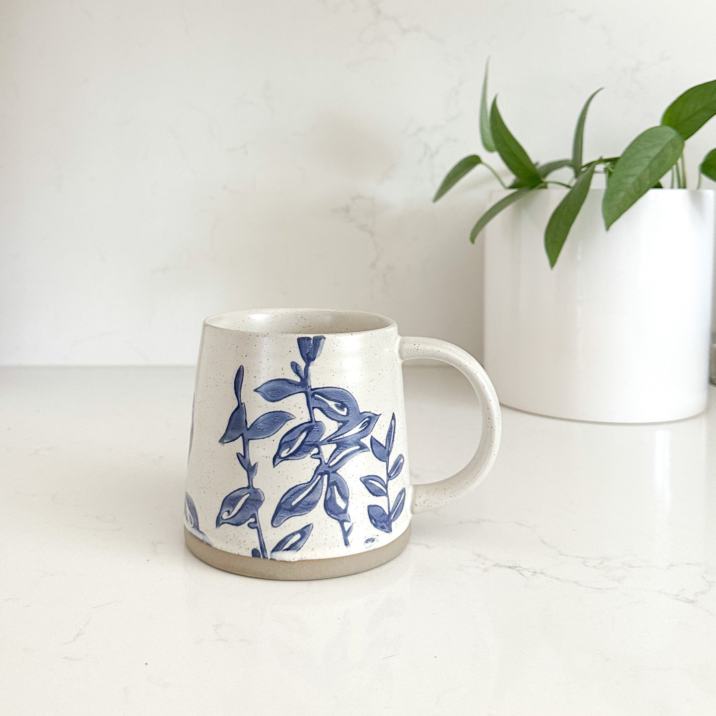Pothos Blue Silhouette Botanical Mug
