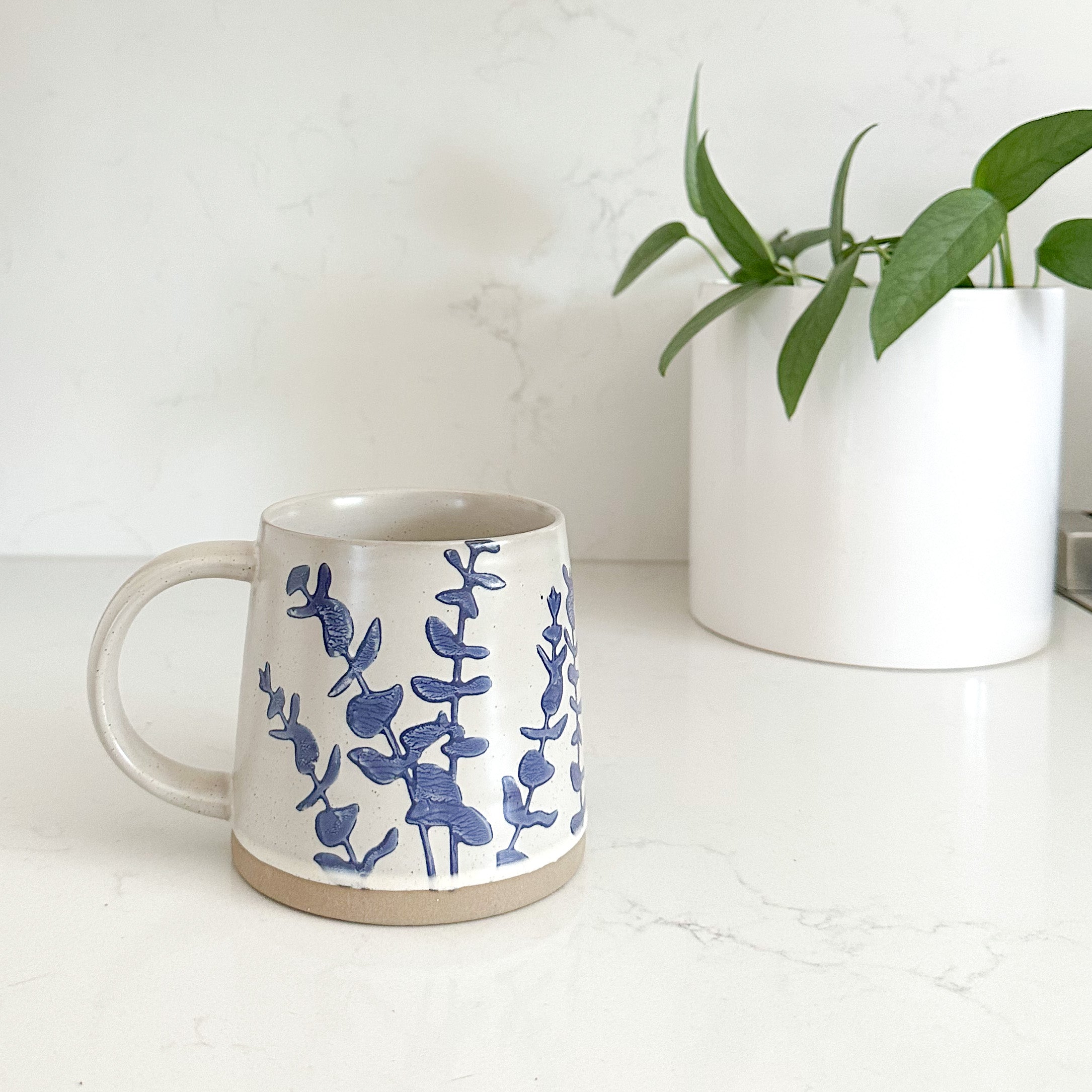 Eucalyptus Blue Silhouette Botanical Mug