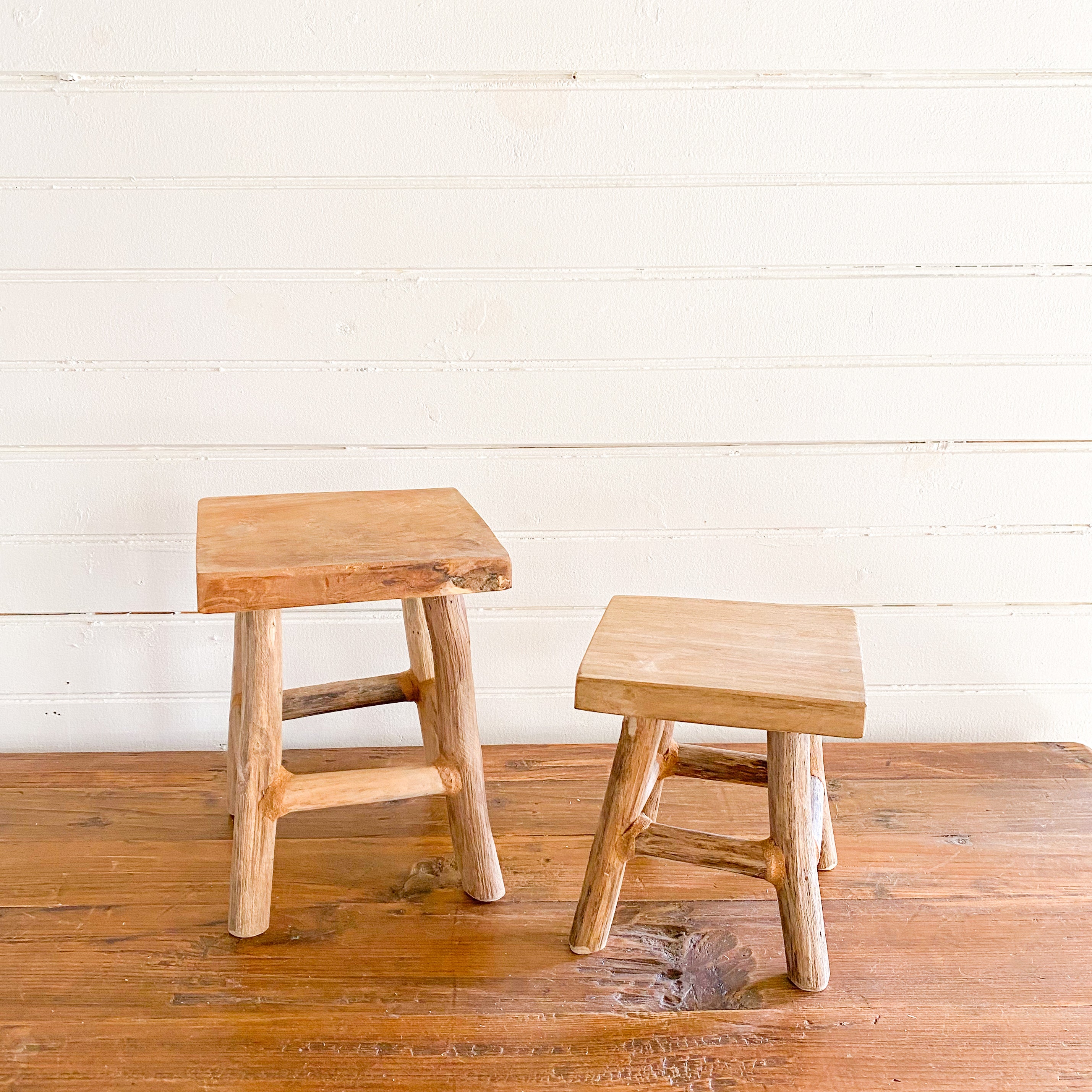 Woodland Square Tall Teak Stand Riser Two Sizes