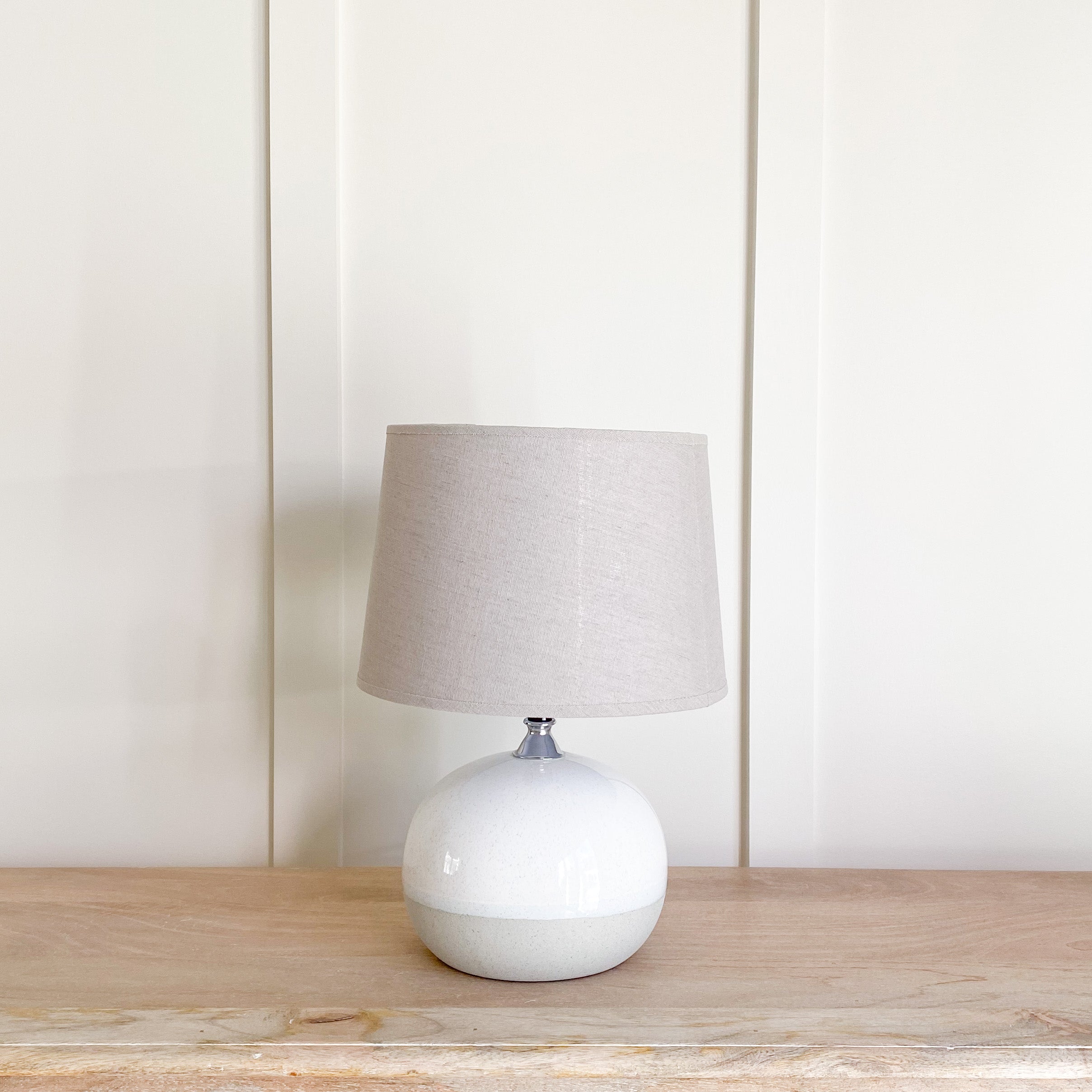 Ceramic Wave Lamp With Greige Linen Shade