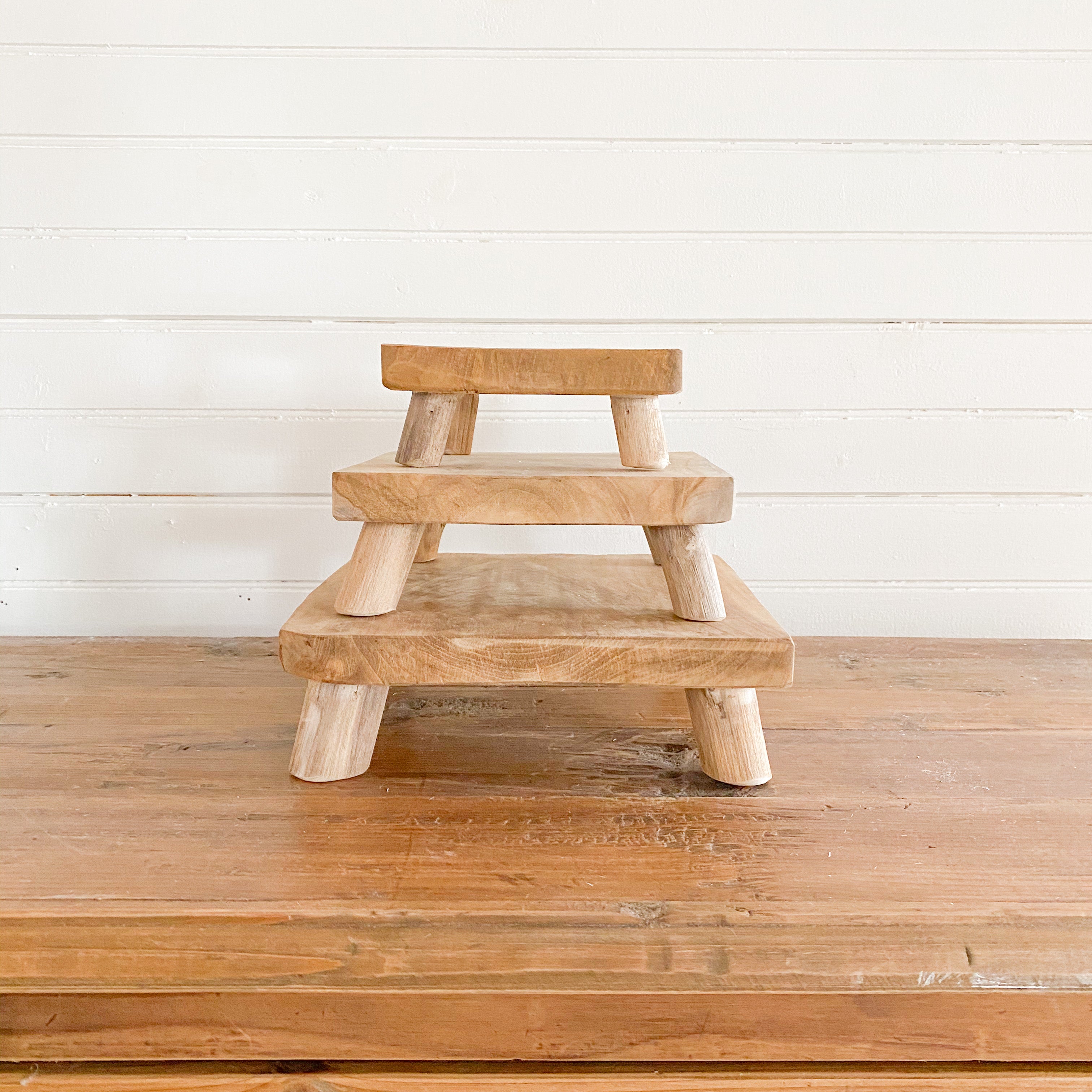 Woodland Square Short Teak Stand Riser Three Sizes