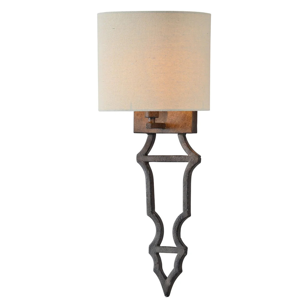 Henry Aged Bronze Sconce Natural Linen Shade