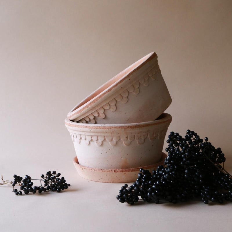 Sylvia Terracotta Low Pot & Saucer