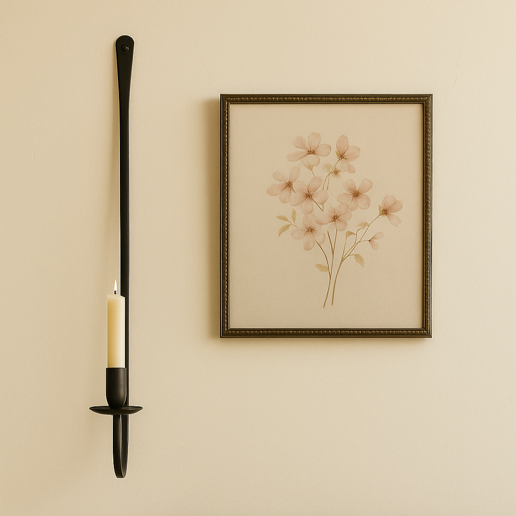 Black Iron Slender Candle Wall Sconce