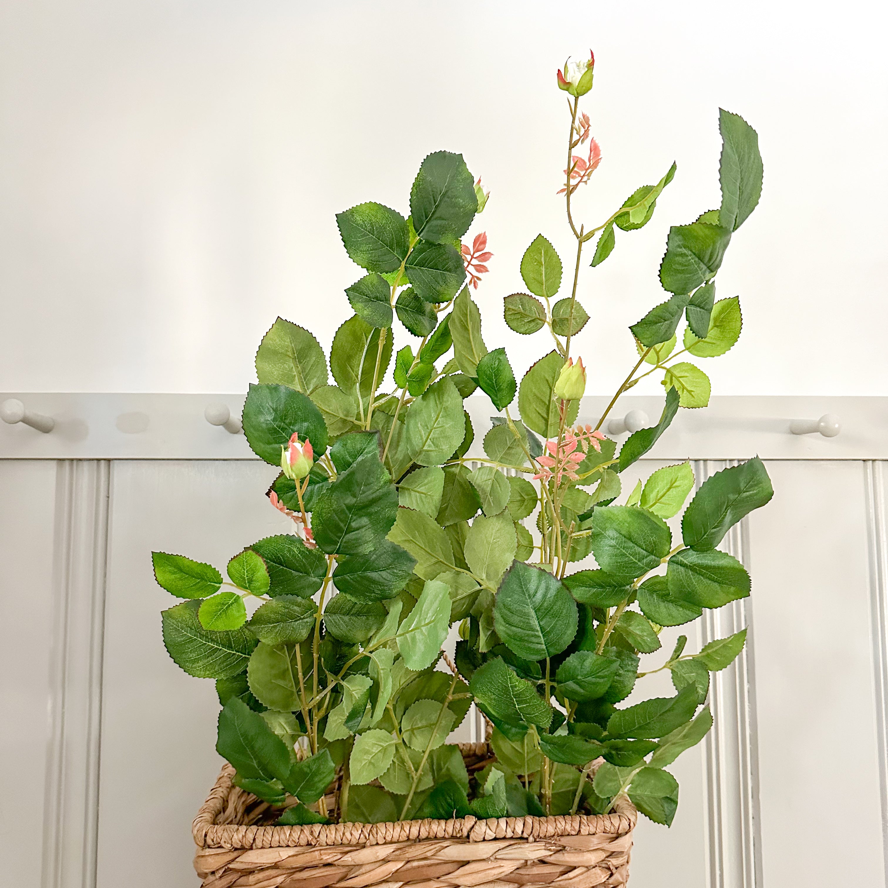 Rose Bud Vine Stem in Water Hyacinth Wall Basket