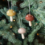 Foraged Wool Button Mushroom Ornament