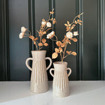 Pleated Ceramic Vase with Handles