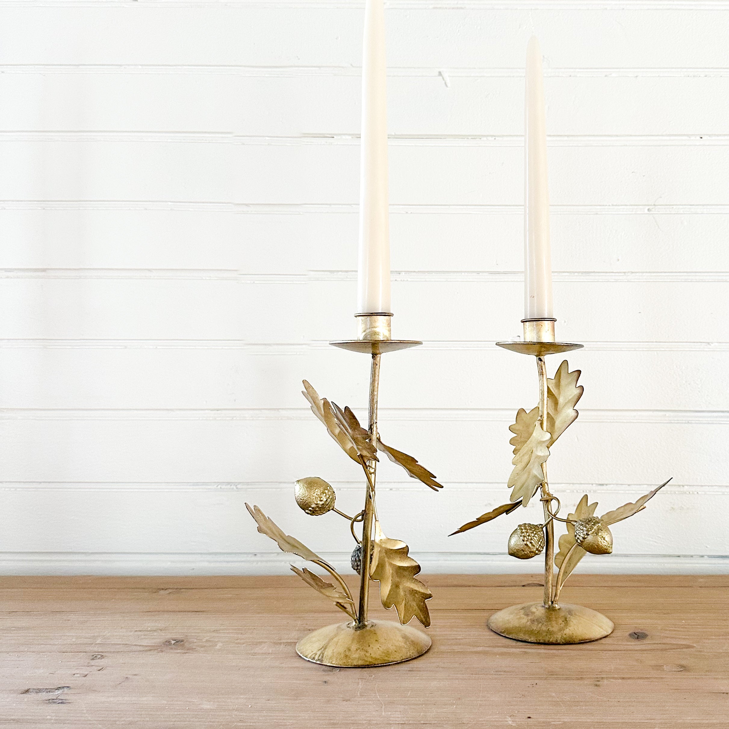 Metal Oak Leaves & Acorns Taper Holder
