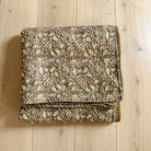 Ochre Floral Kantha Quilt Throw Blanket And Lumbar Pillow