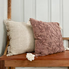 Plum Embroidered Pillow With Cream Tassels