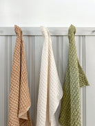 Stonewashed Waffle Tea Towels Honey Ecru Moss