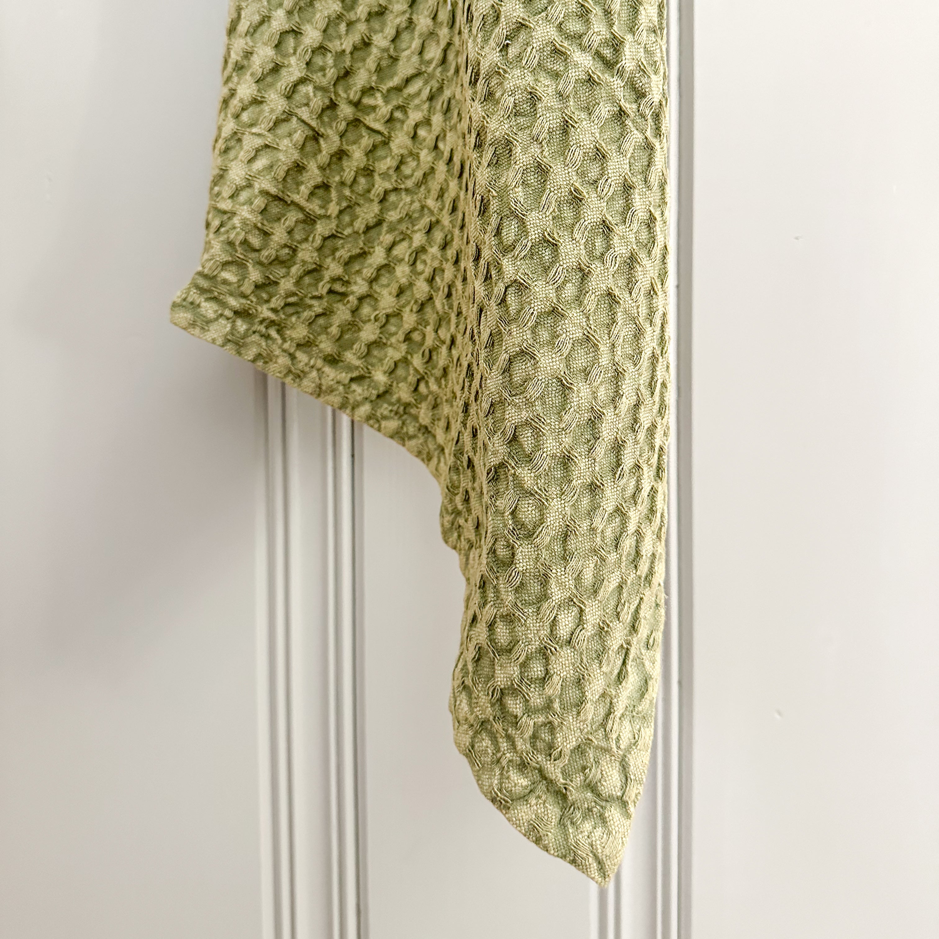 Stonewashed Waffle Tea Towel Moss