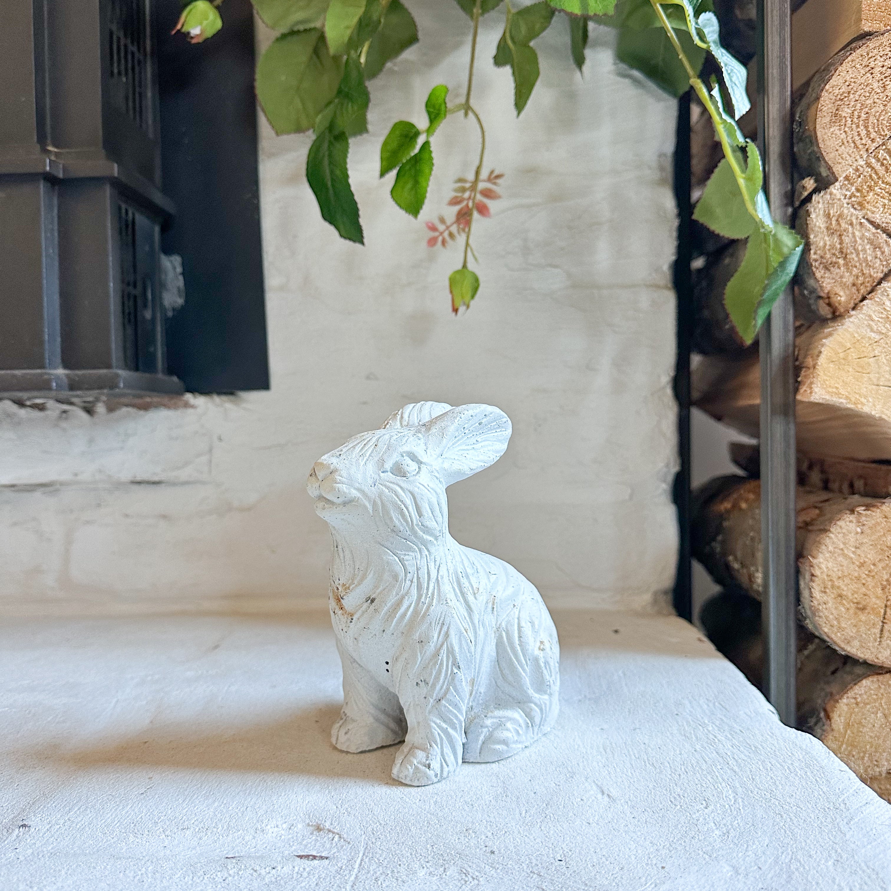 White Concrete Rabbit Dexter Spring Decor