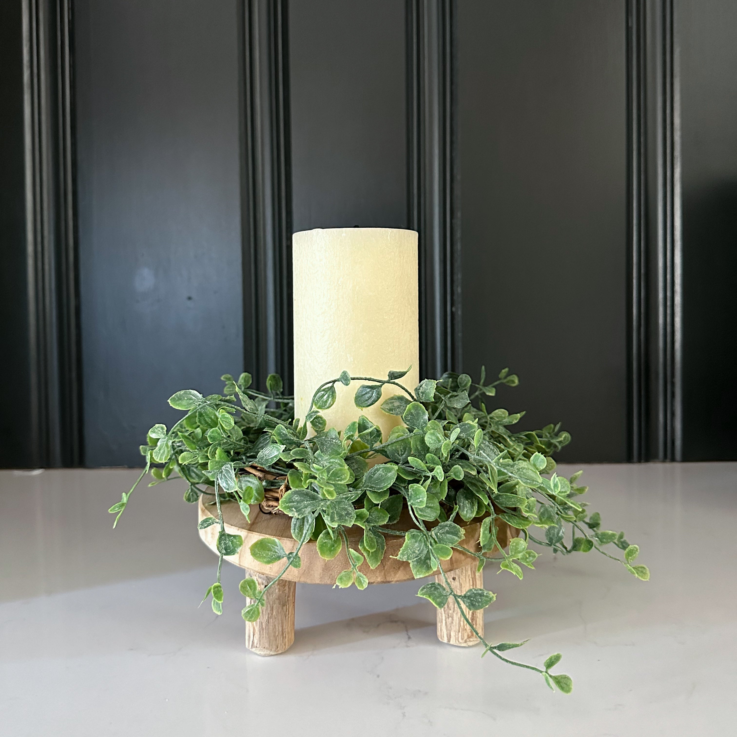 Faux Spring Vine Candle Ring With Flameless Candle