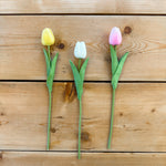Faux Single Tulip Stems Yellow White Pink 