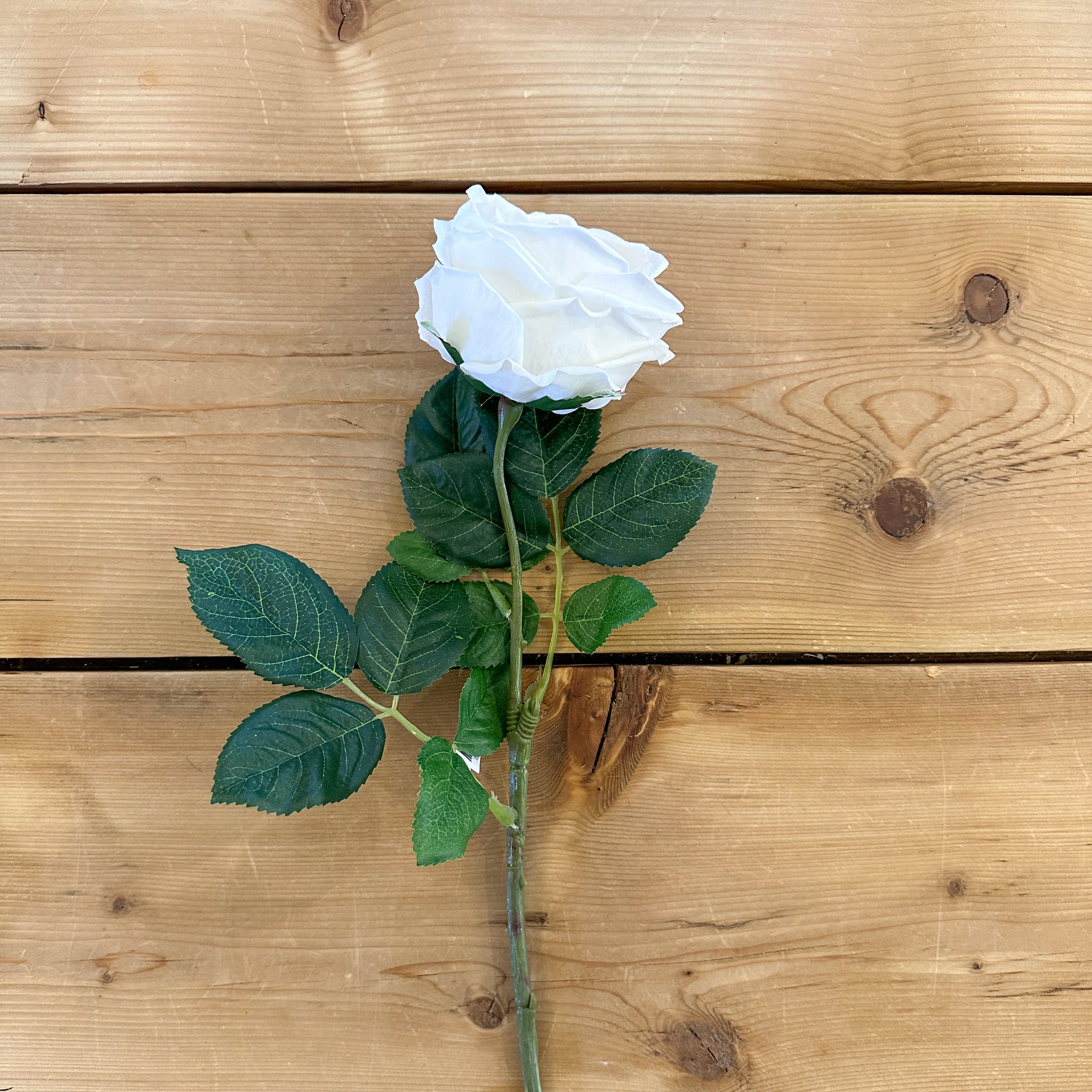 Real Touch White Rose Stem