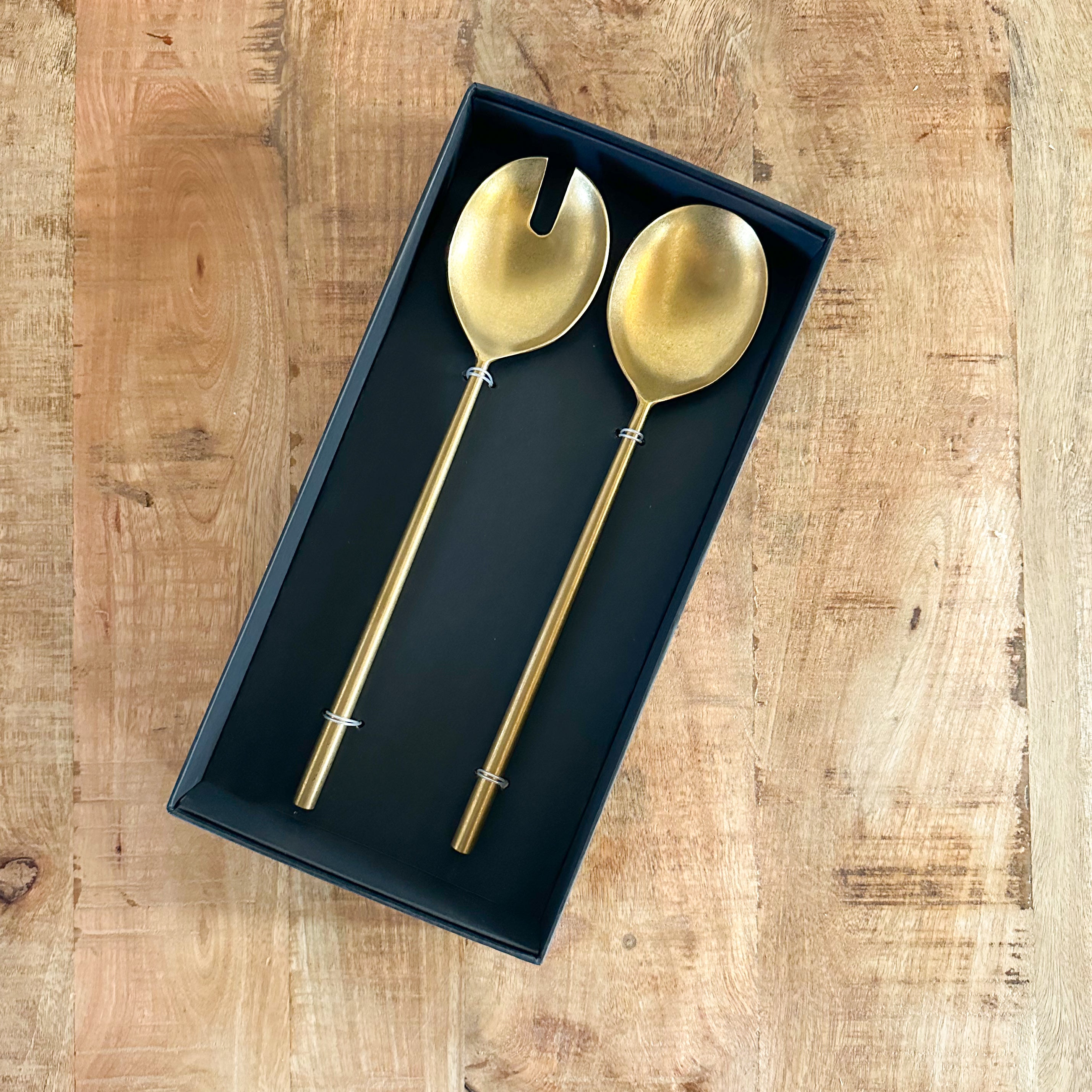 Tides Salad Servers S/2 Tumbled Gold