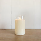 Flameless Clear Glass Ivory Pillar