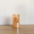 Flameless Gold Glass Ivory Pillar