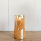 Flameless Gold Glass Ivory Pillar