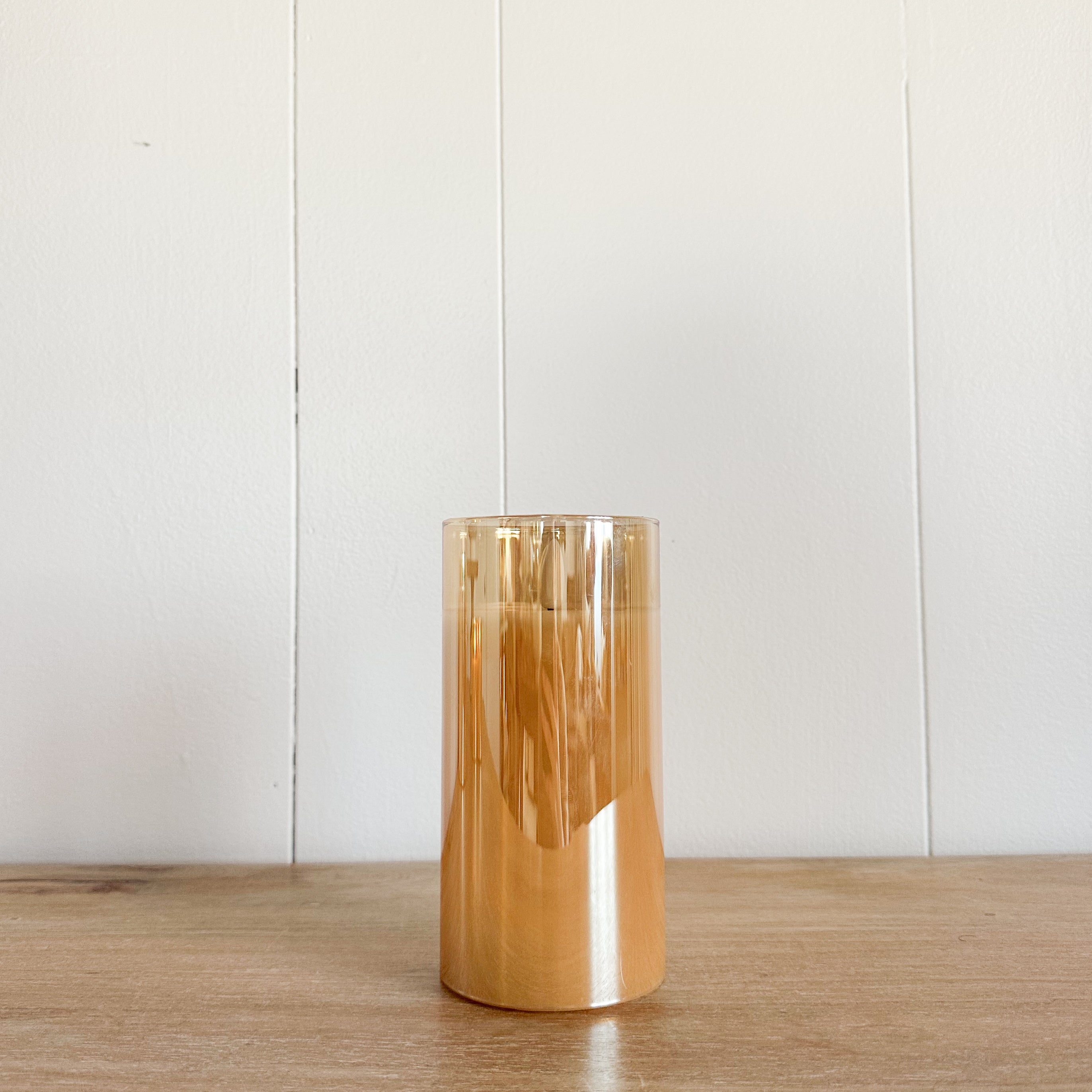 Flameless Gold Glass Ivory Pillar