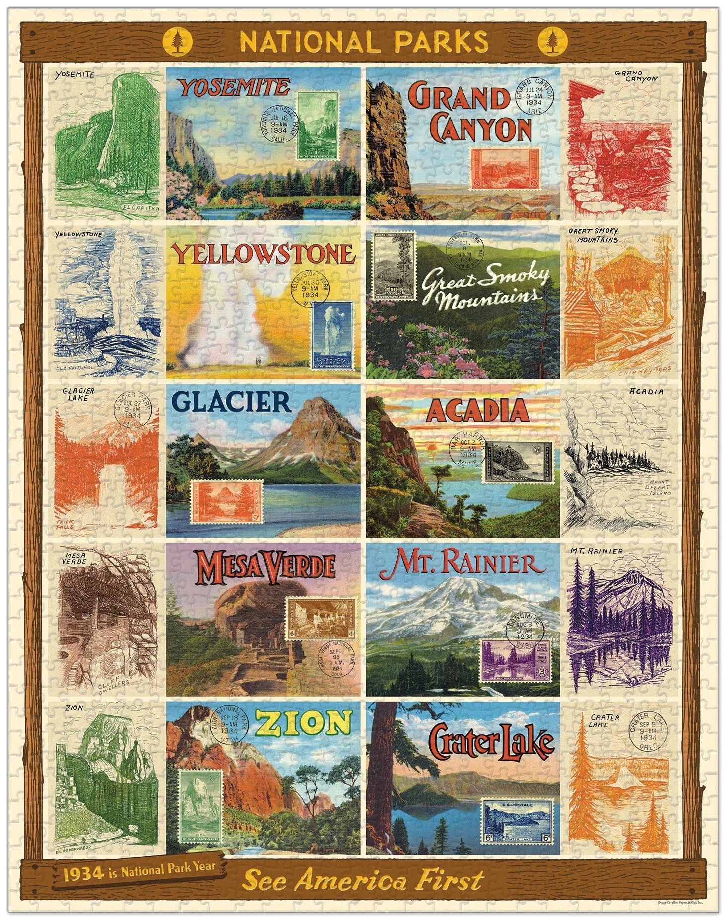 National Parks 1000 Piece Vintage Style Jigsaw Puzzle