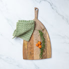 Stella Wood Cheeseboard With Stonewashed Moss Washcloth