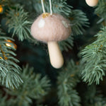 Foraged Wool Button Mushroom Ornament