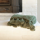 Chunky Moss Cotton Throw With Tassels