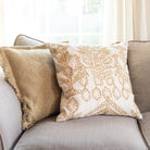 Gold Embroidery On Off White Background Pillow