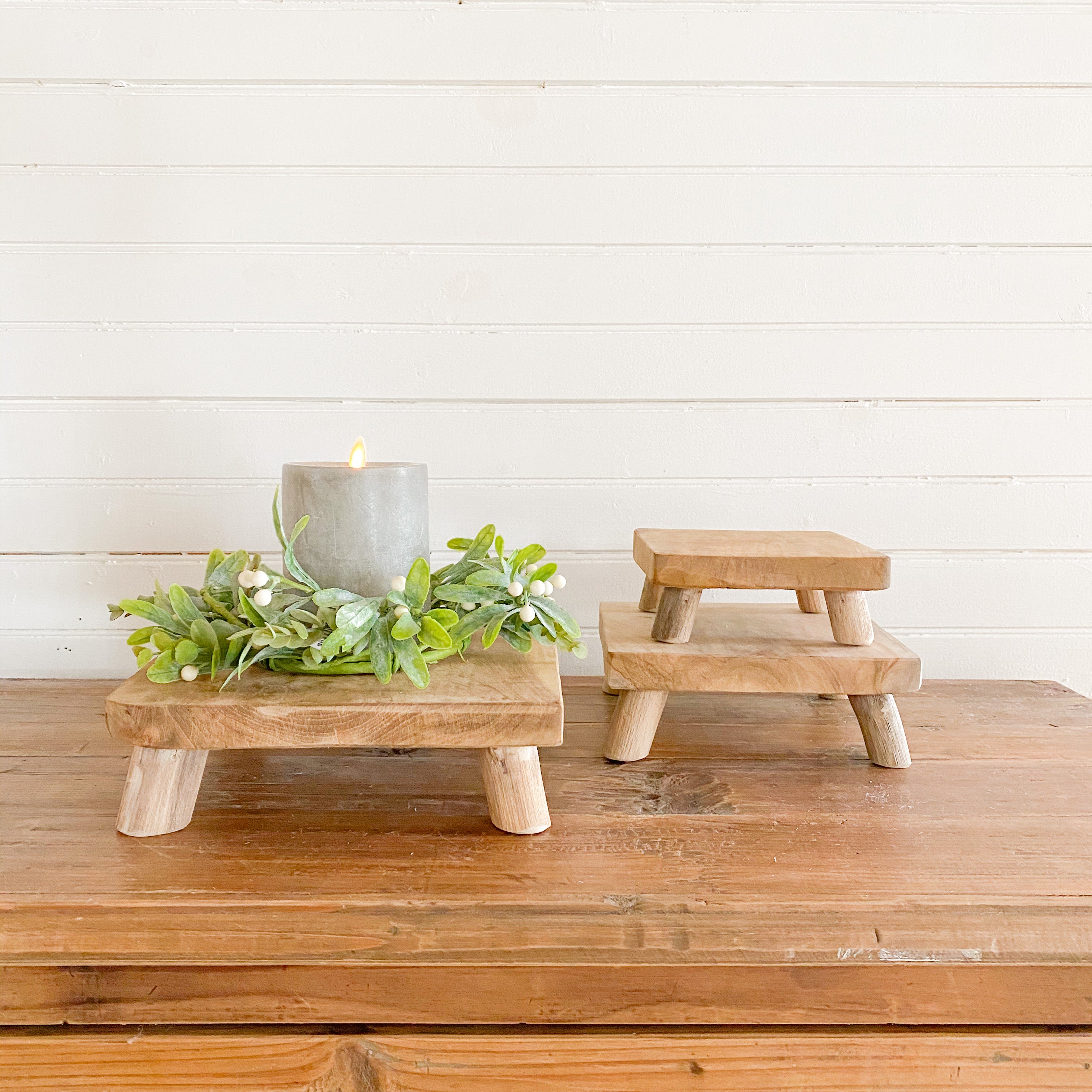 Woodland Square Short Teak Stand Riser Three Sizes