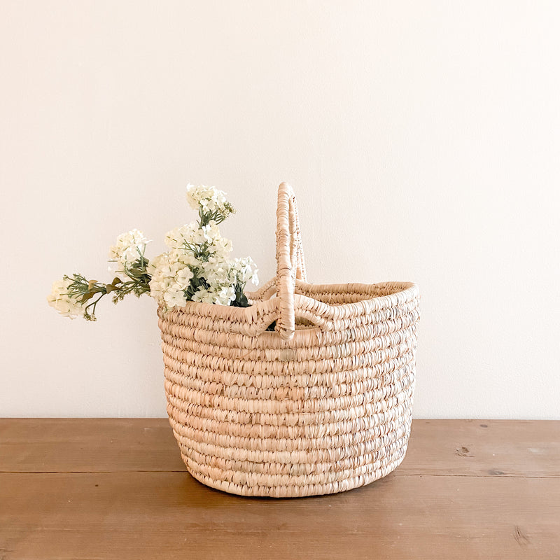 Woven Farmers Market Basket with Handle