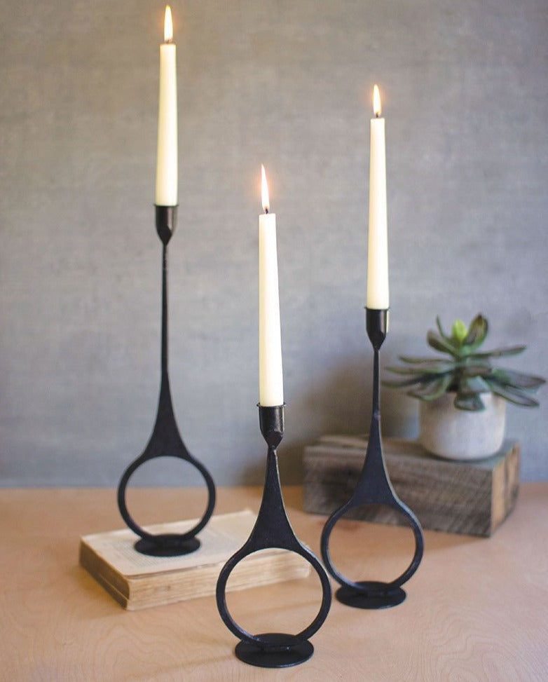 Thoreau Black Cast Iron Candle Taper Set Of 3